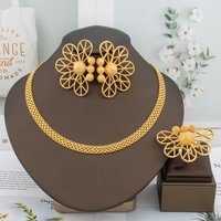 Luxury Handmade Big Earrings Ring Set Plated Dubai Chain Wedding Jewelry Bridal Accessory Arab Turkis Earrings Women