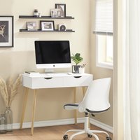 SoBuy FWT40-WN Home Office Desk, Computer Workstation with 2 Drawers White-Natural