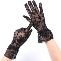 AliExpress DANJIU Women Sexy Black Lace Rose Embroidery Sunscreen Drive Cycling Breathable Elasticity Thin Mesh Personality Cosplay Gloves Lolita