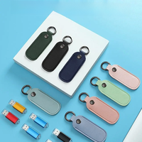 8 Colors U Disk Pouch Key Ring Holder Leather USB Flash Drive Storage Bag Pendrive Protective Cover Memory Stick Case