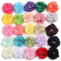 8PCS 5CM Lace Trim Patch Bride DIY Chiffon Fabric Flowers Bouquet For Wedding Decoration Silk Artificial Flower For Invitation