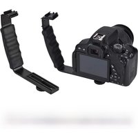 Camera Flash L Bracket Dual Hot Shoes Holder Mount Adapter Mount DV Microphone LED Light new