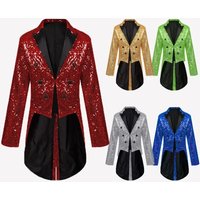 Men Tailcoat Coat Sequins Stage Performances Party Fashion Steampunk Tailcoat Male Medieval Renaissance Easter Banquet Jackets