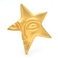 Wuli&baby Metal Star Face Brooches For Women Men Simple Match Geometric Beautiful Figure Party Brooch Pins Gifts