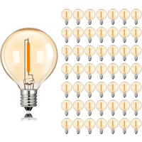 50pcs G40 1W Globe LED Edison Bulb Vintage Gold Tint Glass E12 Base Dimmable Outdoor Decor String Light Replacement Light Bulbs
