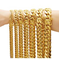 Heavy 10mm-22mm 316L Stainless Steel Miami Curb Chain Nekclace or Bracelet for Women Men's Gift 18K Gold Color