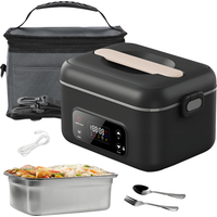 Akumulatorowy, podgrzewany pojemnik na lunch o pojemności 15600 mAh, elektryczny podgrzewacz do żywności o pojemności 1000 ml, 8 poziomów regulacji temperatury, szybkie podgrzewanie, dotykowy ekran