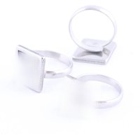 5pcs Fit 10mm 12mm 20mm Square Cabochon Ring Bezel Blanks Diy Cameo Base Settings For Jewelry Making Supplies
