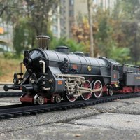 Electric Train Set with Smoke Lights Sounds Battery Operated Steam Locomotive Train Toy Model for Kids Engine Toy Open Door