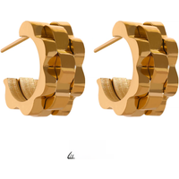 Yhpup Statement Metal Texture Geometric Stainless Steel 18K Gold Plated Earrings Minimalist Charm Trendy Fashion Classic Jewelry