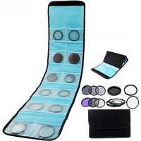 Lightdow Lens Filter Bag Foldable Lens Pouch 3 Slots 4 6 10 12 Pocket for UV CPL ND FLD Filter Wallet Lens adapter Easy to Carry