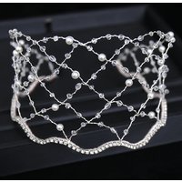 Women Crystal Hair Ornaments Headpiece Hair Vines Headbands For Wedding Hair Accessories Handmade Mesh Tiaras Hairbands