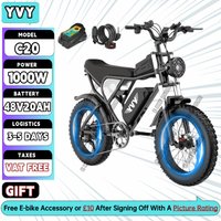 YVY C20 Electric Bike 1000W 48V20AH Waterproof Powerful Dual motor 20*4.0 Fat Tire For Adult Mountain Electric Bicycle E-bike
