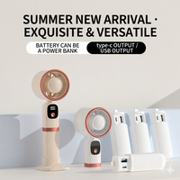 Handheld Fan 5 Speeds Mini Portable Fan with Digital Display & Power Bank Long Battery Life USB Rechargeable Personal Desk Fan