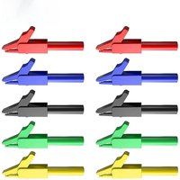 Cleqee P2007 10PCS Fully Insulated Alligator Clips to 4mm Banana Female Jack Safe Crocodile Clamp Test Accessories Adapter