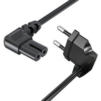 EU Power Cable 2 Pin Prong European Figure 8 Power Cord 90 Degree Angled Euro Adapter Cable Wire for Samsung Philips LG Sony TV