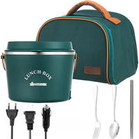 School Office Car Picnic Electric Heating Lunch Box Stainless Steel Portable Adult Food Warmer Container 220V 110V 24V 12V 1.2L