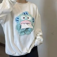 Sanrio Hangyodon T-shirt Carry Paper With You Creative New Cute Cartoo 3D Dumb Paper Short Sleeve T-Shirt Sweater Tops Fun Gift