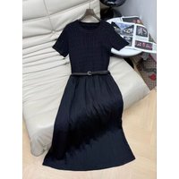 Elegant waist flattering linen-cotton dress with splicing design