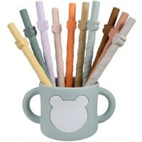 Straw Colorful Silicone Reusable Easy-to-clean Straight Straws Creative Household Children's Milk Tea Food-grade