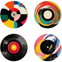 4 pieces tape pattern printed coasters, suitable for daily family party decoration, office, non-slip wooden coasters