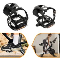 AliExpress BUCKLOS Indoor Training Bicycle Pedal Aluminum Alloy Bike Pedal with Toe Clip Road Mountain Bike Spin Pedals Cycling Bike Part