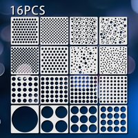 16PCS Dot Stencils for Painting Reusable Circle Stencil Templates 5.12x5.12 Inch Polka Dot Pattern for DIY Wall Art Craft