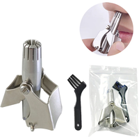 Nose Hair Trimmer Cleaner For Men Women Stainless Steel Manual Mechanical Shaving Razor Washable Hair Removal Tools With Brush