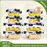 Frischhaltedosen mit Deckel 620/1300ml Borosilikatglas Runde Glasbehälter Luftdicht Auslaufsicher Meal Prep Boxen Vorratsdosen Stapelbar für Mikrowelle Backofen Kühlschrank Gefrierschrank