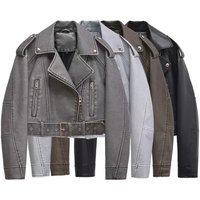 Brand Coat Women Faux PU Leather Jacket High Street Motorcycle Coat Casual Lady Lapel Zipper Short Leather Jacket