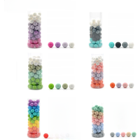 LOFCA 9mm Loose Beads 100pcs/lot Silicone Teether Round Baby Food Grade Teething Beads DIY Chewable Colorful Teething For Infant