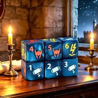 6 Blue-Green Hero Dice Set-6-Sided Acrylic Dice with Unique Patterns, Durable and Fashionable, Suitable for Party Games, Desktop