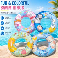 1PC Cute Cartoon Swim Ring Inflatable PVC Pool Float Durable Leakproof Summer Beach Swimming Ring Water Toy 4 StylesC