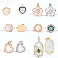 (8602) 2PCS 24K Gold Color Brass with Shell Heart Square Oval Charm Pendants for Jewelry Making Findings Accessories Wholesales