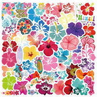 AliExpress Hizxj 10/30/60pcs Fresh Hibiscus Flower Stickers Laptop Bicycle Guitar Skateboard Sticker DIY Graffiti Waterproof Stickers Toy