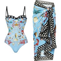 Push Up One Piece Swimsuit With Cover Up Sexy Swimwear Women 2025 Printed Swim Suits Female Bikinis Sliming Bodysuit Beachwear