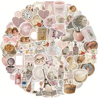 AliExpress 60PCS Pink Sweety Girl Style Stickers for Bicycle Hand Account Pencil Case Water Bottles Decoration Simple Cute Stickers