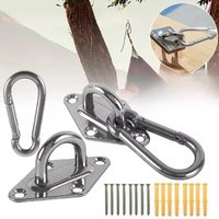 2set Heavy-Duty Wall/Ceiling Mount Hooks - Stainless Steel Swing Chair Brackets with Eye Plate for Secure Installations
