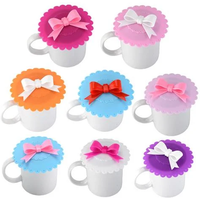 Cute Reusable Cup Lid with Bowknot Silicone Anti-dust Bowl Cover Thermal Insulation Cup Seals Glass Mugs Cover Drinkware Parts