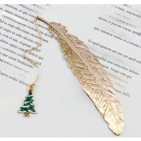 Metal Feather Pendant Bookmark For Christmas Decoration Unique Gift For Kid Students Teachers And Friend