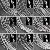 10PCS Wholesale Pure 925 Sterling Silver Charm Link Chain Necklace Jewelry with Strong Smooth Lobster Clasps 16-30 Inches