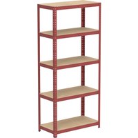5-Tier Shelving Unit, Heavy Duty Shelving Unit for Storage, Tool-Free Assembly, for Garage, Shed, Greenhouse, Load Capacity 875 kg, 40 x 90x 180 cm, Red