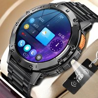LIGE New AMOLED Smart Watch Men with Flashlight Sports Waterproof Fitness Tracker Bluetooth Call Smartwatch Man For Android ios