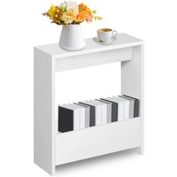 EFAN Side Table Slim End Table for Small Spaces, Narrow Bedside Table with Magazine Rack for Bedroom Living Room , Office, White