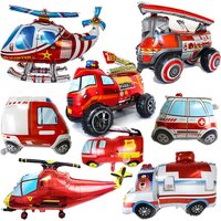 Fire Protection Theme Balloon Fire Engine Car Airplane Ambulance Foil Balloon Kids Toys Gifts Firefighter Birthday Party Decor