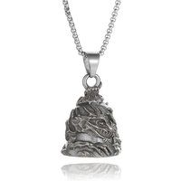 AliExpress Retro Ethnic Winding Dragon Skull Motorcycle Bell Pendant Necklace Men's Fashion Cycling Punk Lucky Amulet Jewelry