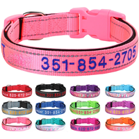 Embroidered Nylon Dog Collar Free Custom Dogs Collar Reflective Pet ID Name Phone No. For Small Medium Large Dogs Pug Adjustable