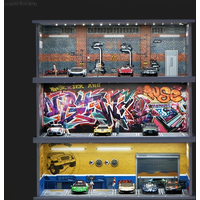 1/64 Garage scene Model Scene with Light Version Simulation Model Scene Decoration Collect (Excluding dolls and car models)