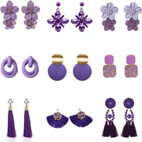 Purple Color Dangle Earrings for Women Bottle Pendants C-shaped Drop Earrings Flower Butterfly Earrings Party Gifts Wholesale