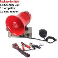 12V 130dB Customizable Sound Car Warning Alarm Speaker Police Siren Horn With Amplifiers,MIC System and Card reader MP3 player